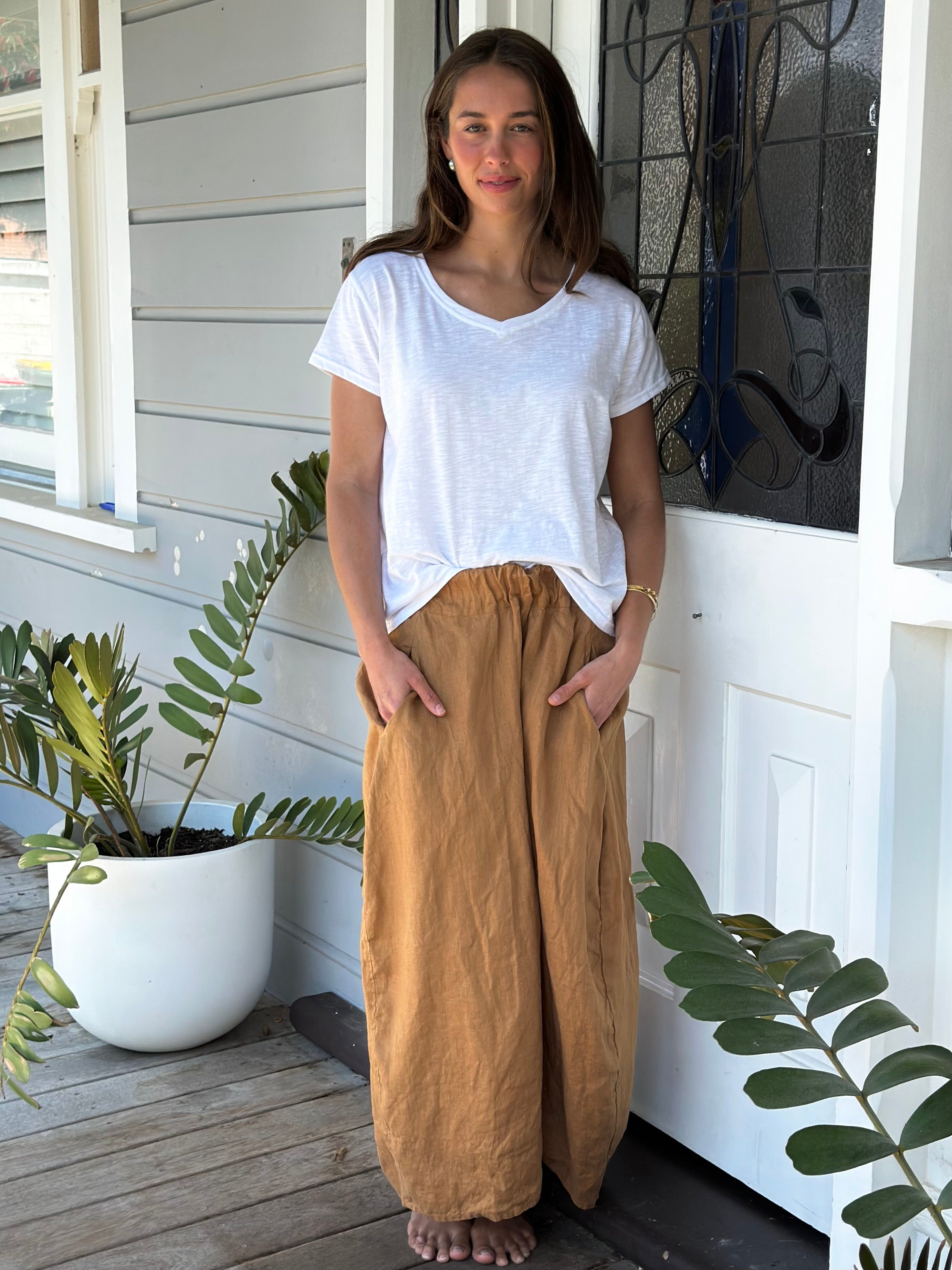 lana skirt - caramel linen