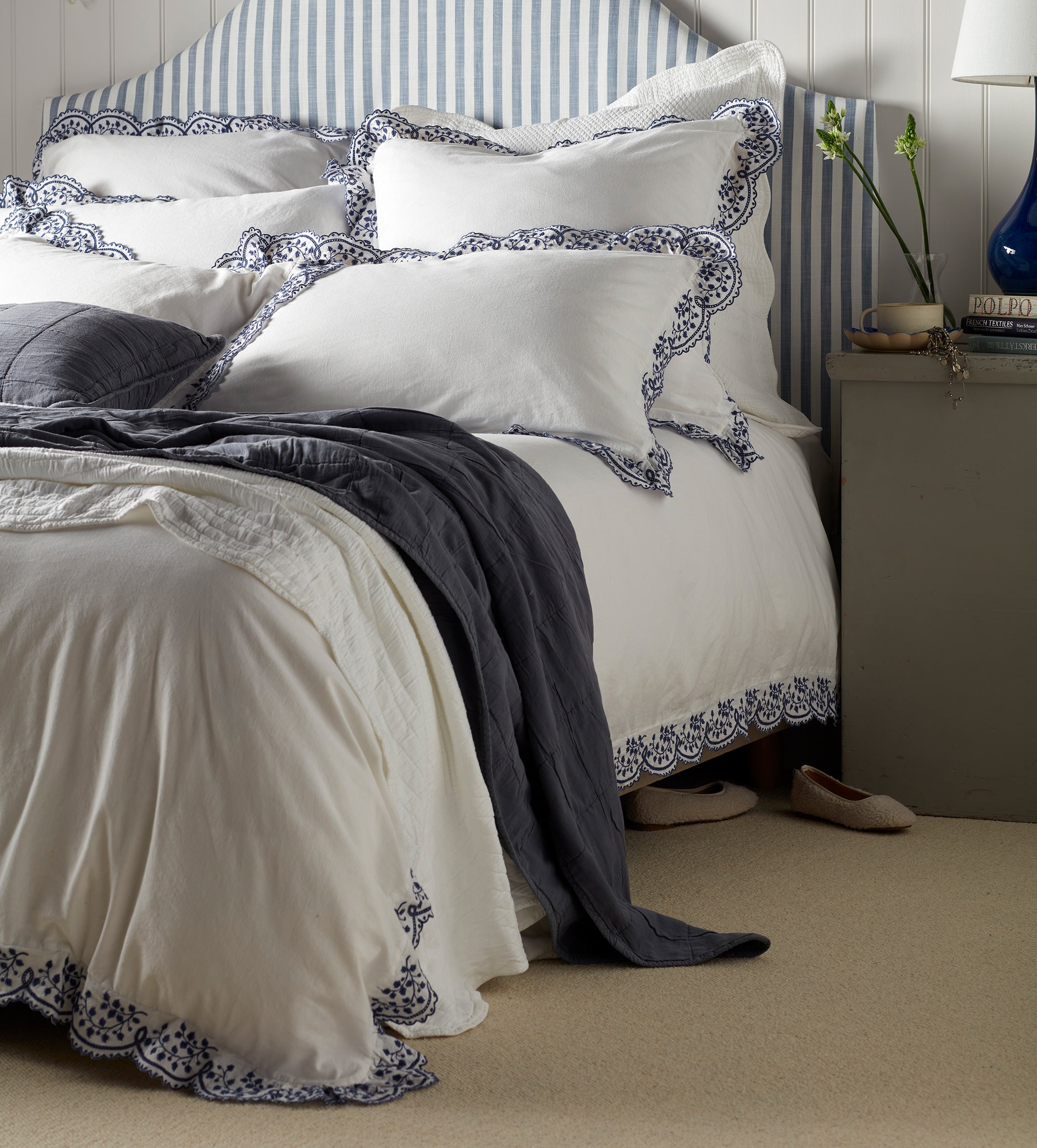 Blue Cotton Linen Duvet Cover