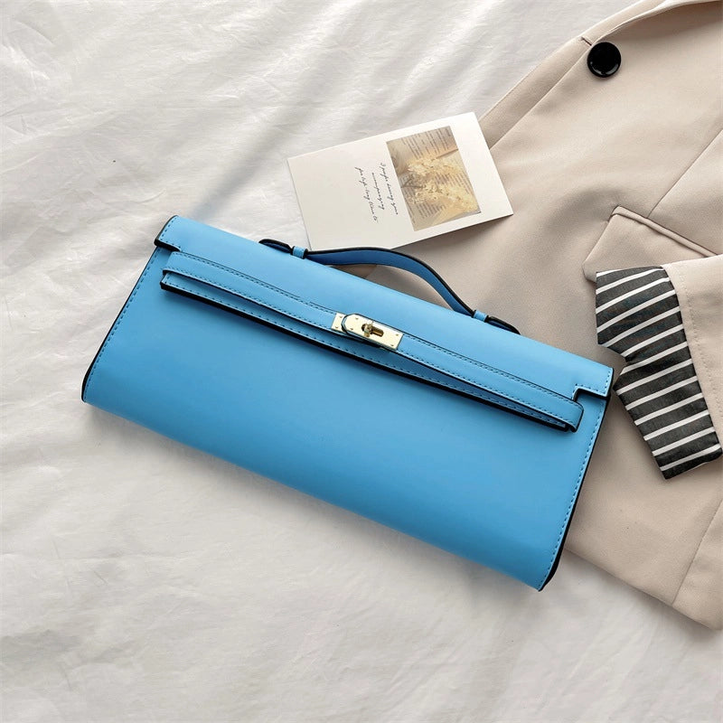 Women's Pu Leather Solid Color Elegant Square Lock Clasp Handbag