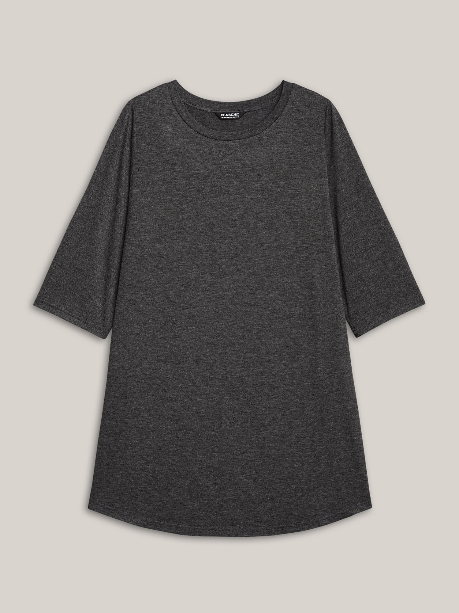 Solid Slit Round Neck Tunic T-Shirt