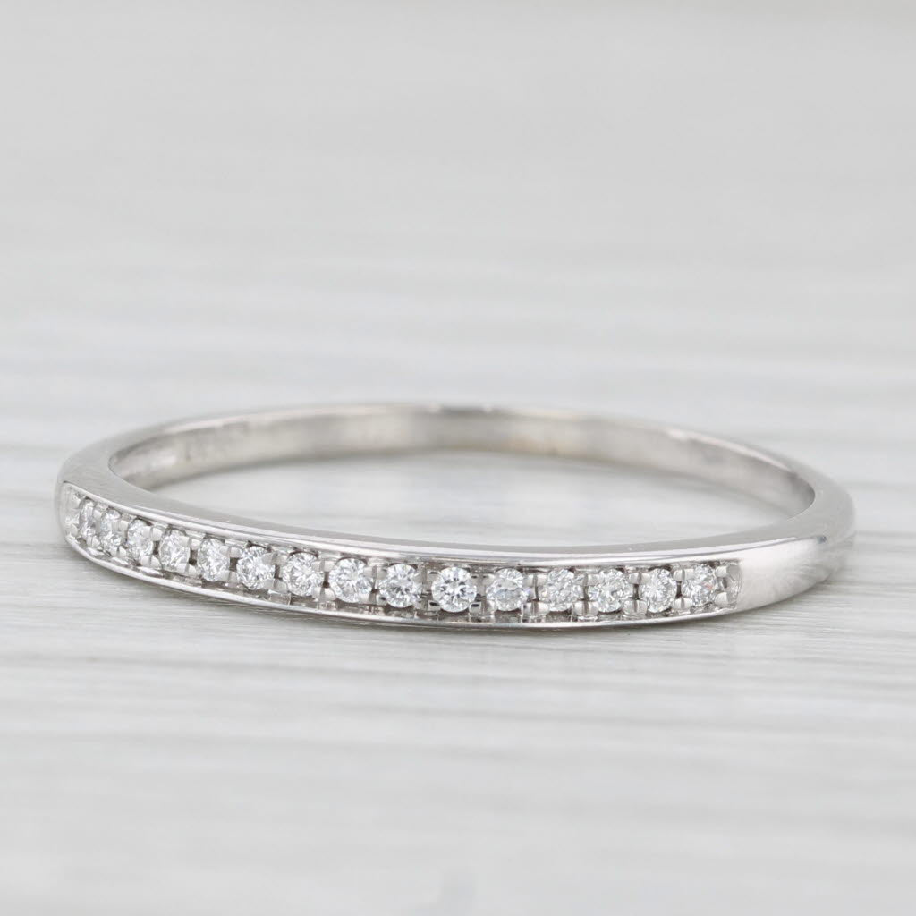 Diamond Wedding Band 14k White Gold Stackable Ring Size 9