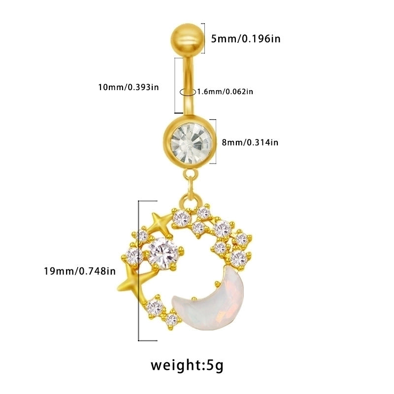 1 Piece Belly Rings Sexy Classic Style Star Heart Shape Butterfly 316L Stainless Steel  Alloy Inlay Resin Rhinestones Glass Gold Plated