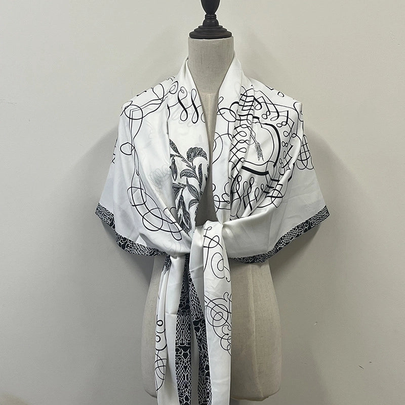 Women's Elegant Minimalist Plant Polyester Silk Scarf