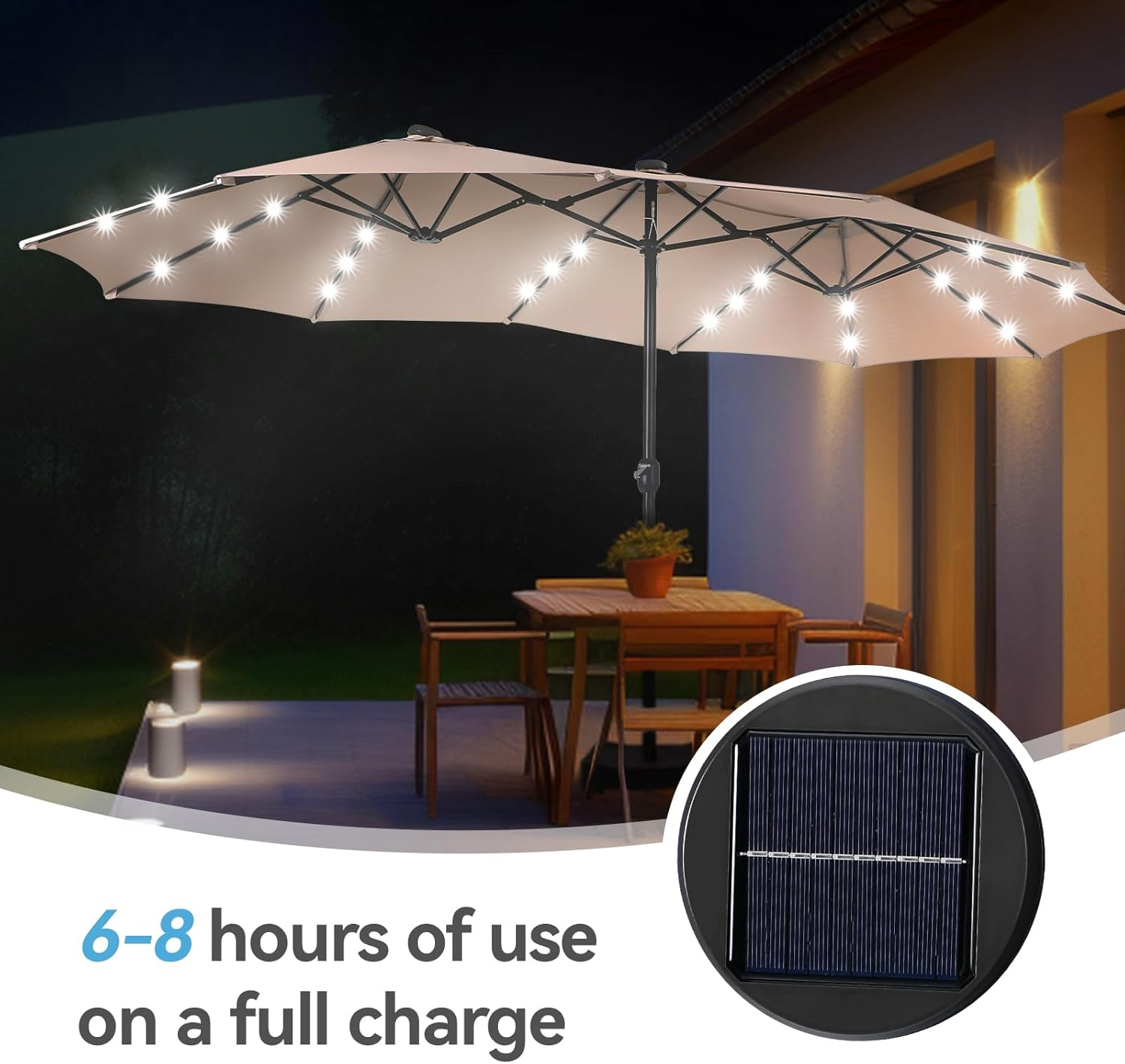 🎉𝑻𝒐𝒅𝒂𝒚'𝒔 𝑺𝒑𝒆𝒄𝒊𝒂𝒍 𝑽𝒂𝒍𝒖𝒆💝Buy 2 Get 30% Off✨GREEN PARTY 15 ft Rectangle Patio Umbrella with Solar Lights and Base Included