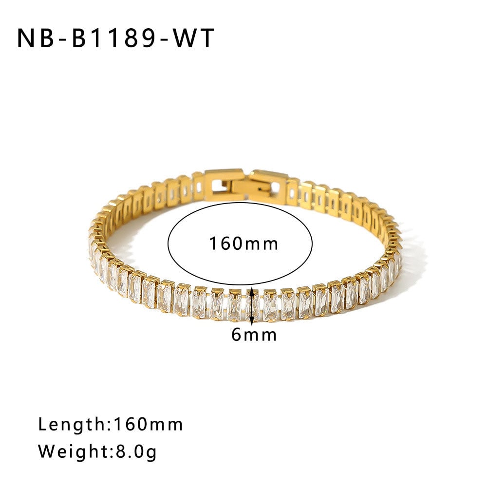 Ins Stainless Steel Zircon Pearl Bracelet C-Shaped Wave Line Open Gold-Plated Bracelet Design Female