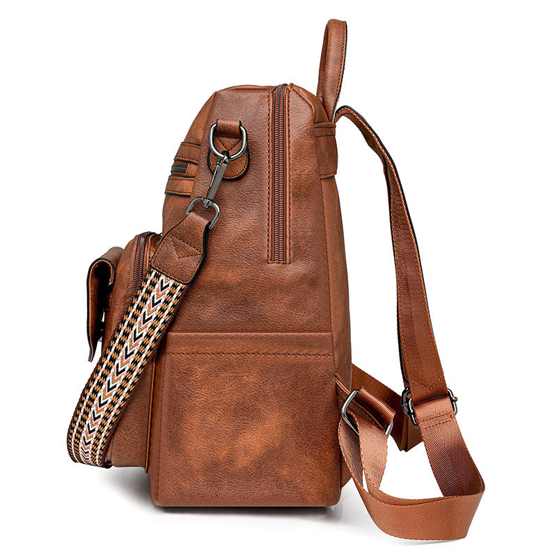 Retro Fashion Large Capacity PU Leather Women's Backpack