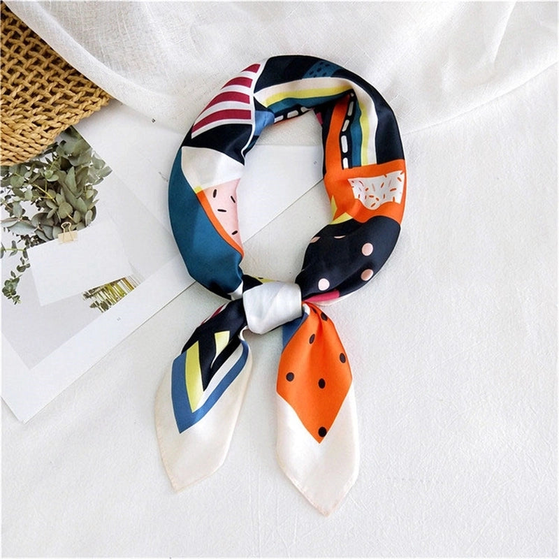 Women's Minimalist Printing Satin Silk Scarf