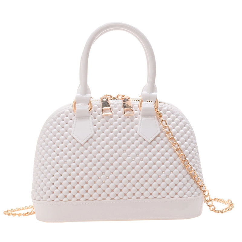 Women's Pvc Solid Color Fashion Shell Zipper Shoulder Bag Crossbody Bag Dome Bag
