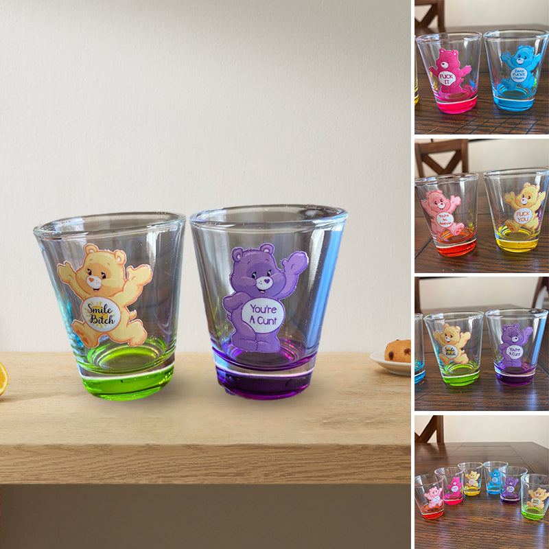 Swear Bears Shot Glasses. 6 Pieces