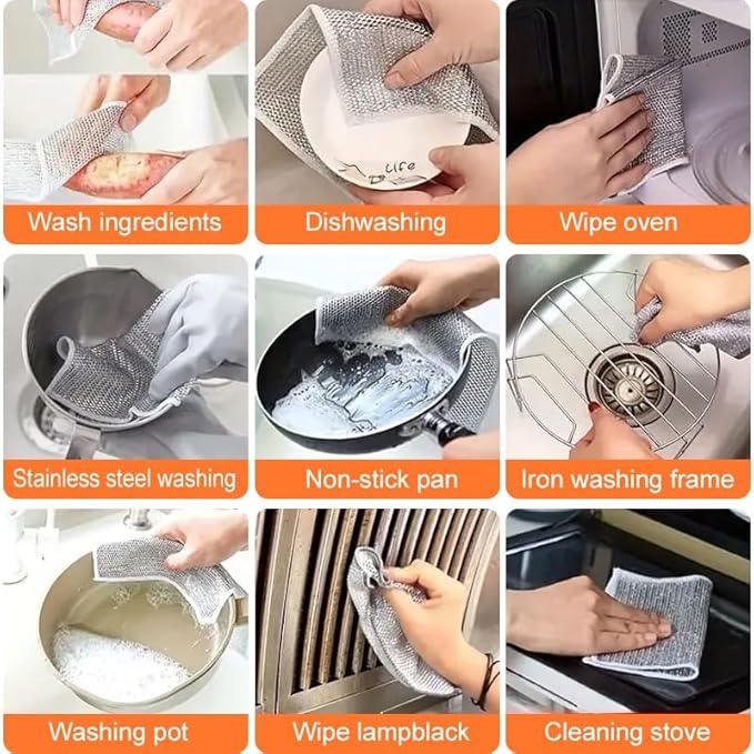 5 X DOUBLE LAYER WIRE DISHCLOTHS