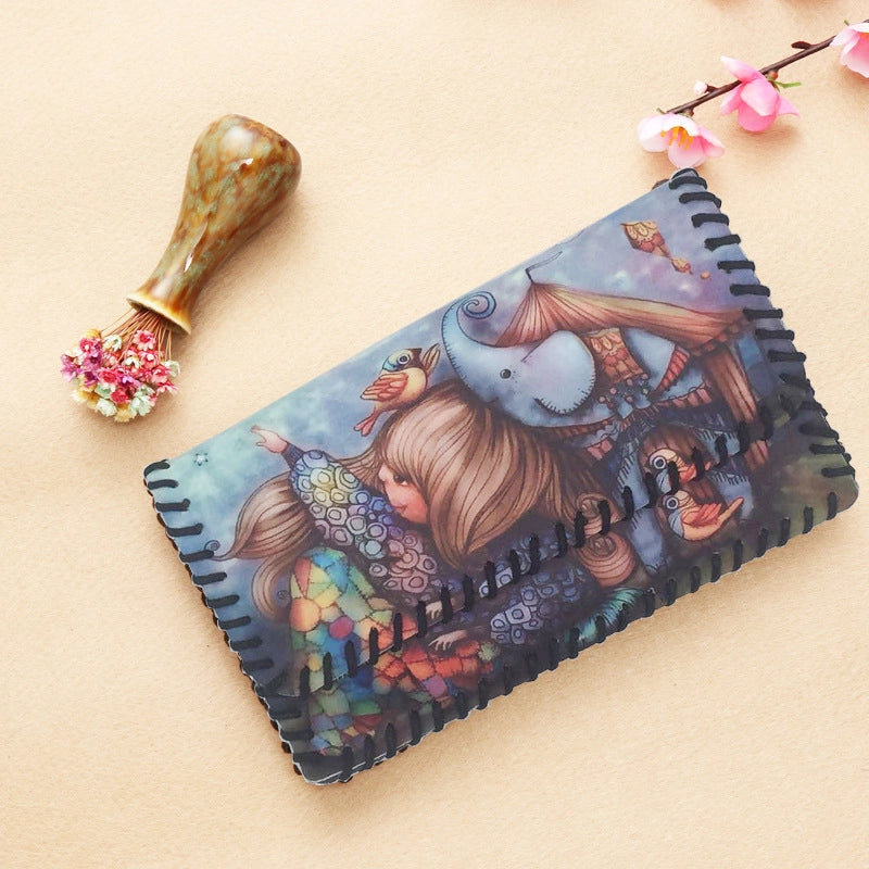 Women's Pu Leather Printing Animal Vintage Style Square Magnetic Buckle Phone Wallets