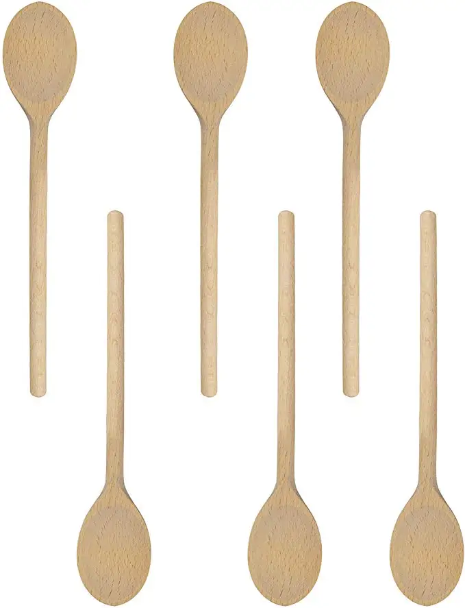 8-16 Inch Beechwood Long Handle Wooden Cooking Mixing Oval Spoons Accept  Engraved Customize Logo Good Baking Serving Utensils