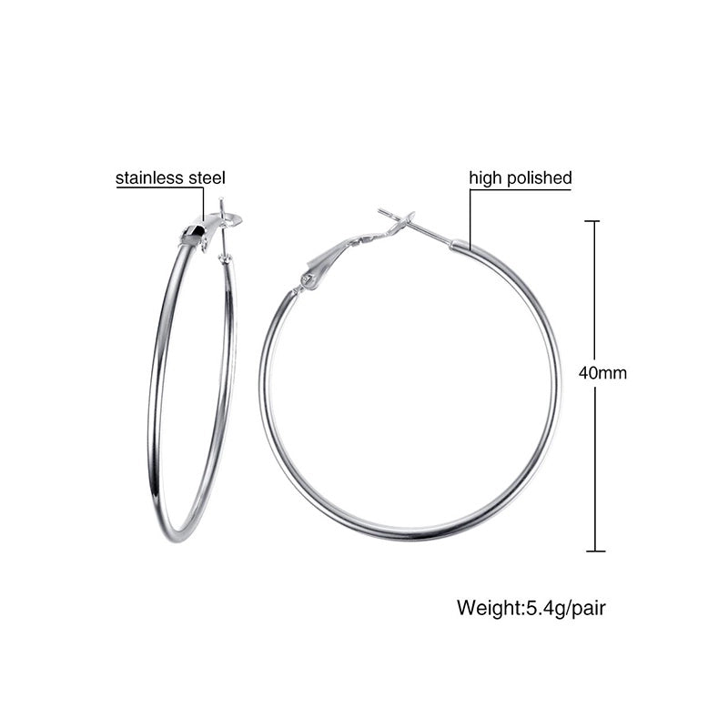 1 Pair Minimalist Geometric 304 Stainless Steel Gold Plated Hoop Earrings