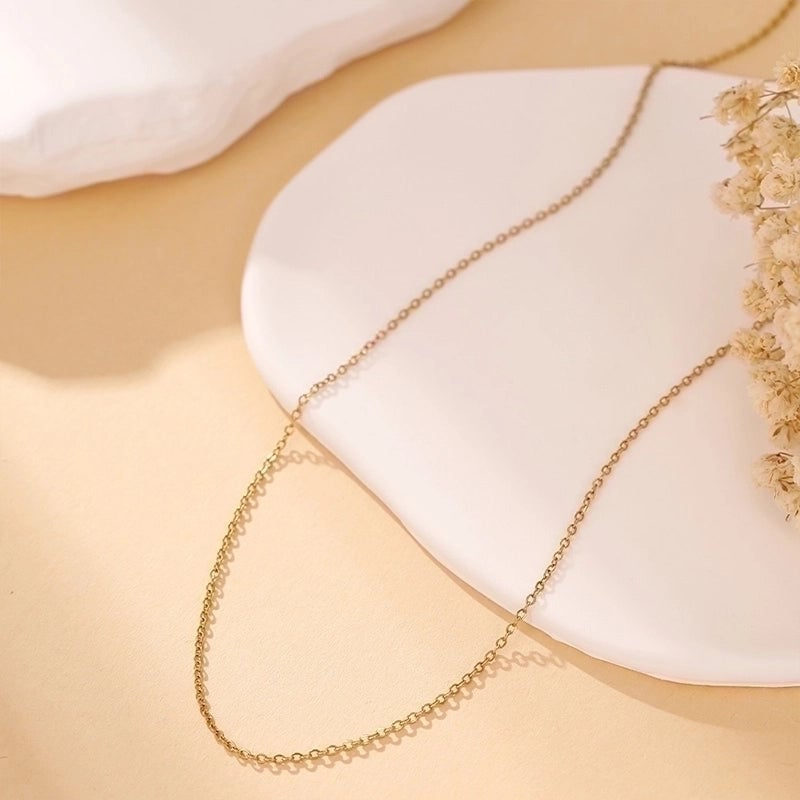 Minimalist Classic Style Solid Color Stainless Steel Gold Plated Plating Necklace