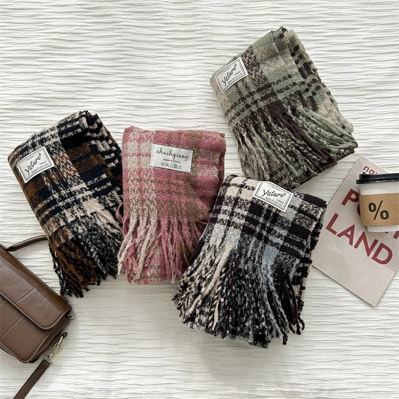 Women's Elegant Plaid Imitation Cashmere Scarf