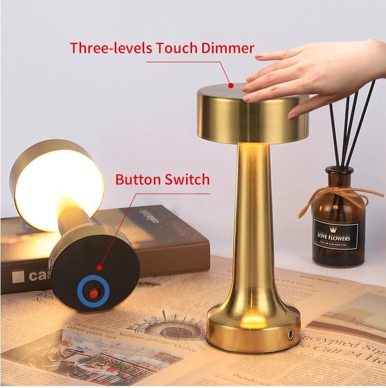 Golden LED Desk Lamp with Touch Sensor - 3 Light Modes