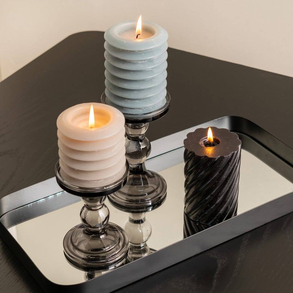 Glass Art Candle Holder Medium - Black