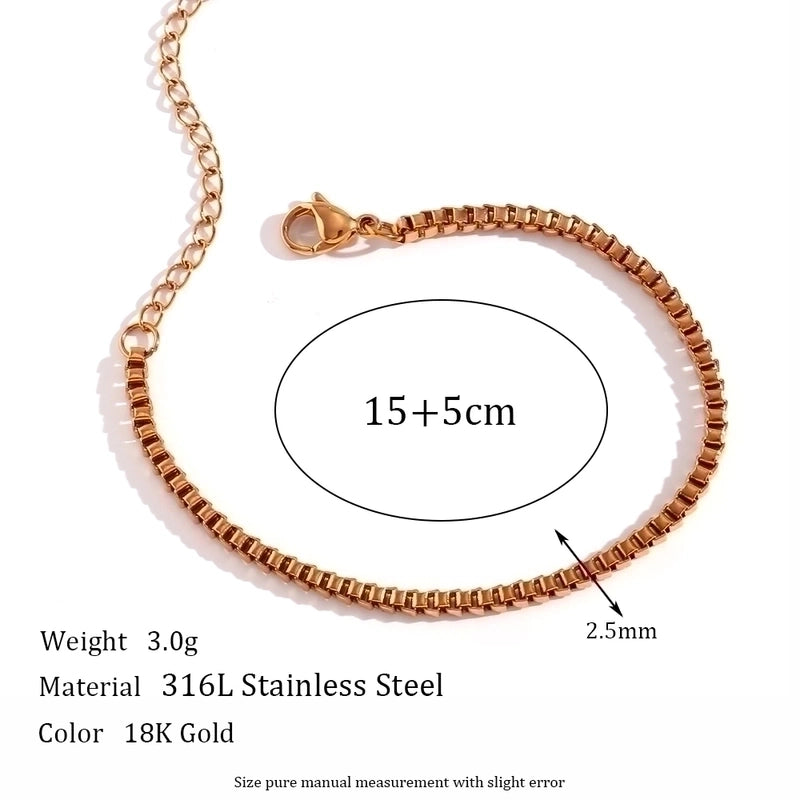 Minimalist Classic Style Oval Solid Color 304 Stainless Steel 18K Gold Plated Bracelets In Bulk