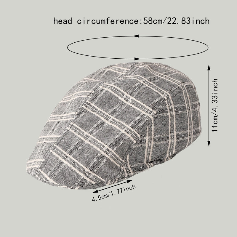 Unisex Vintage Style Artistic Plaid Short Brim Advance Hats