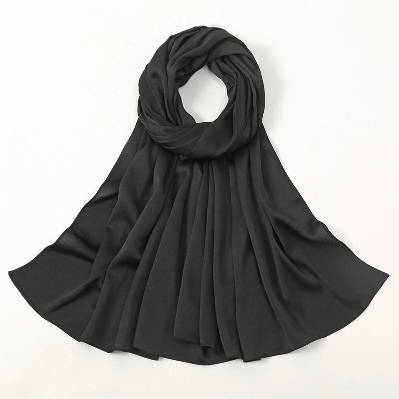 Women's Fashion Solid Color Satin Patchwork Cotton Linen Scarves