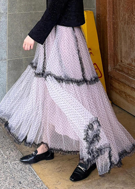 Boutique Blue Dot Patchwork Tulle Maxi Cake Skirt Summer