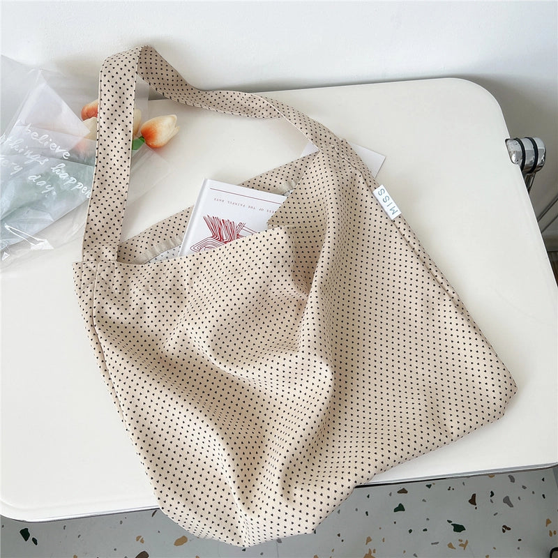 Women's Medium Canvas Flower Basic Classic Style Square Open Canvas Bag