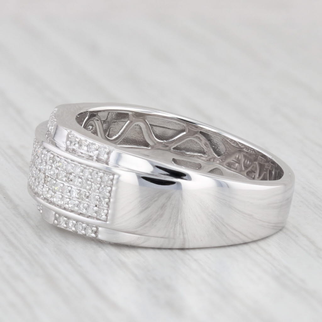 0.45ctw Diamond Men's Ring 10k White Gold Size 10.5 Wedding Band