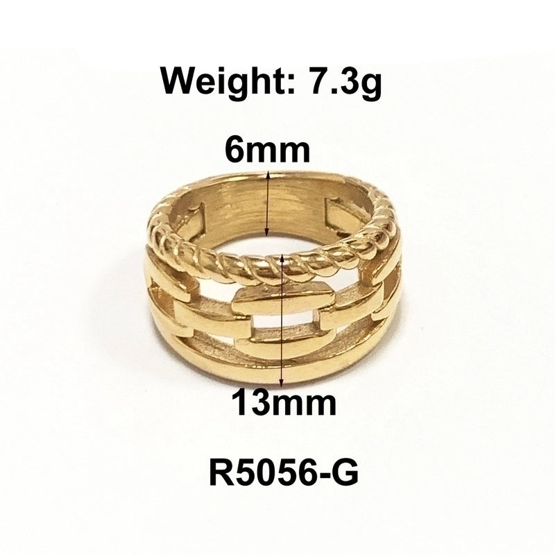 Fashion Solid Color 304 Stainless Steel Titanium Steel 18K Gold Plated Plating Rings