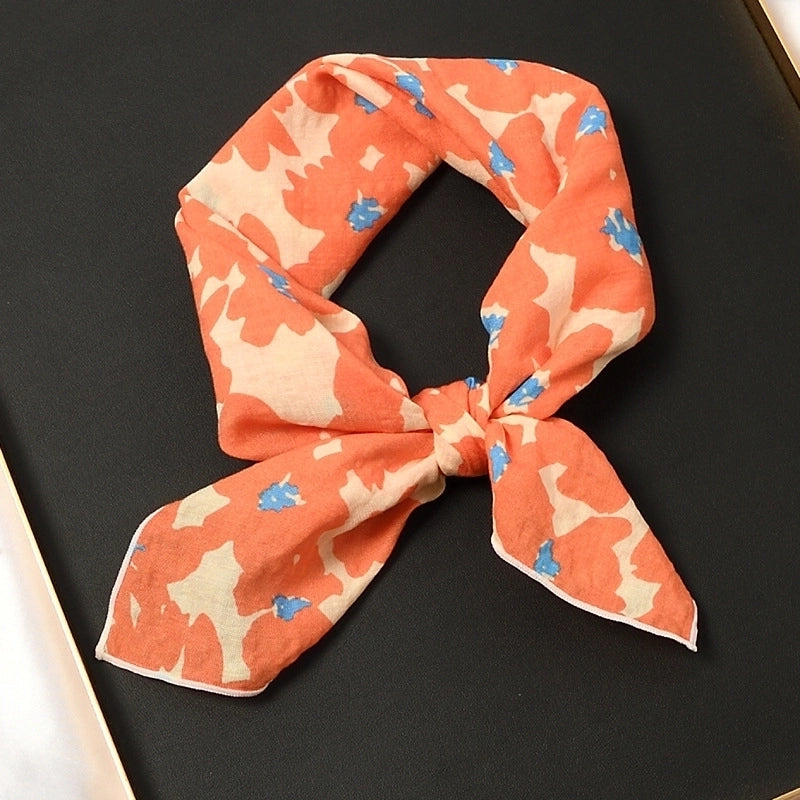 Women's Sweet Flower Cotton Silk Scarf