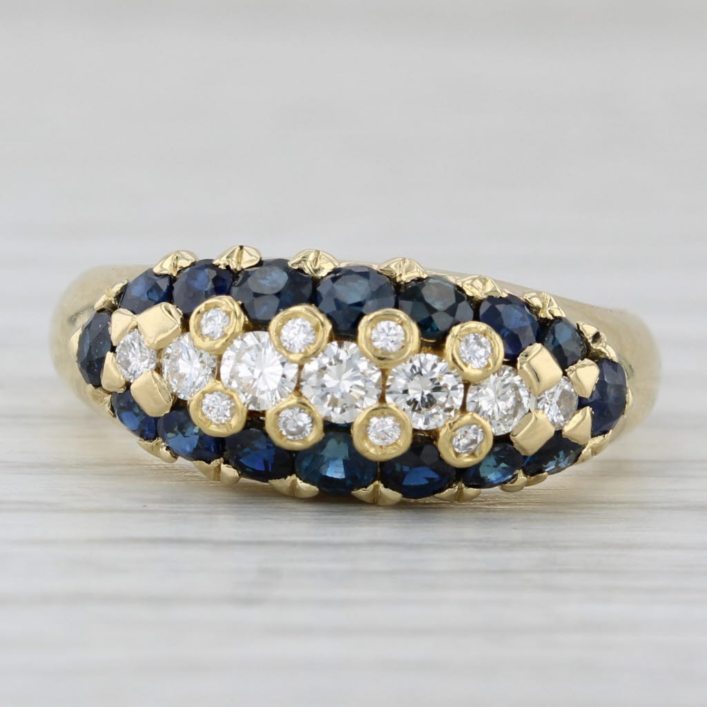 1.64ctw Blue Sapphire Diamond Ring 18k Yellow Gold Size 7.25