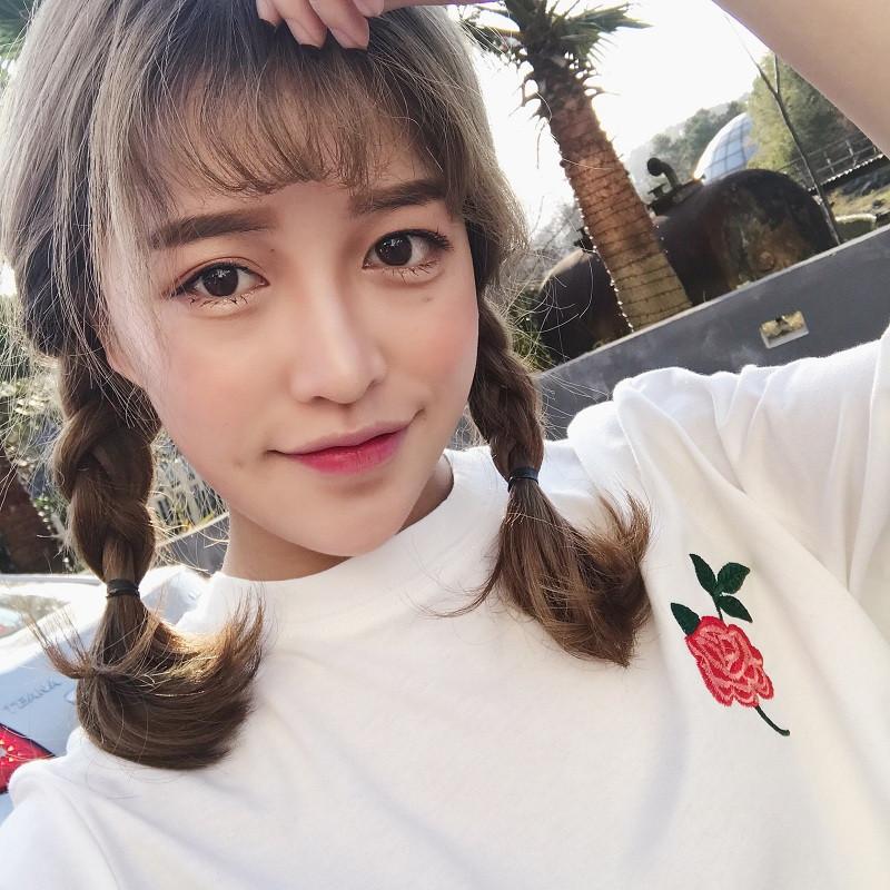 Embroidered Rose Tee