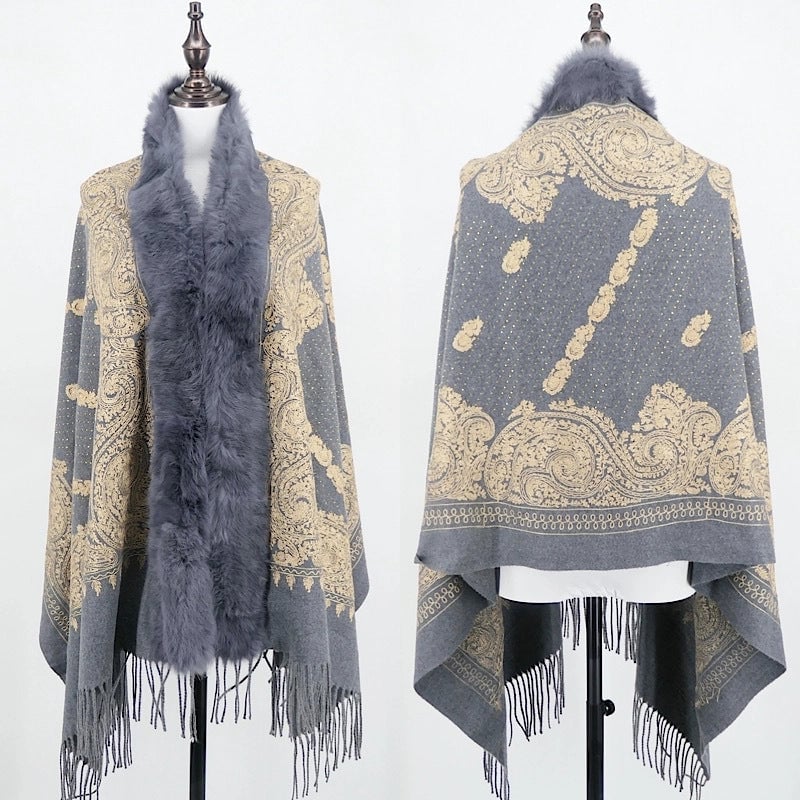 Women's Ethnic Style Flower Imitation Cashmere Tassel Shawl
