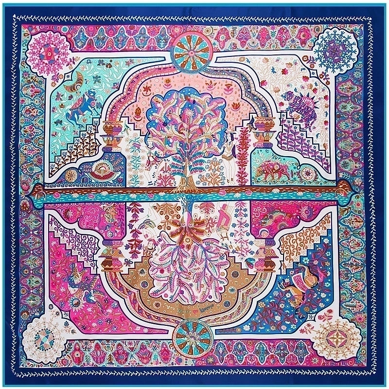 130cm Flower Carriage Twill Large Square Scarf Scarf Sunscreen Shawl