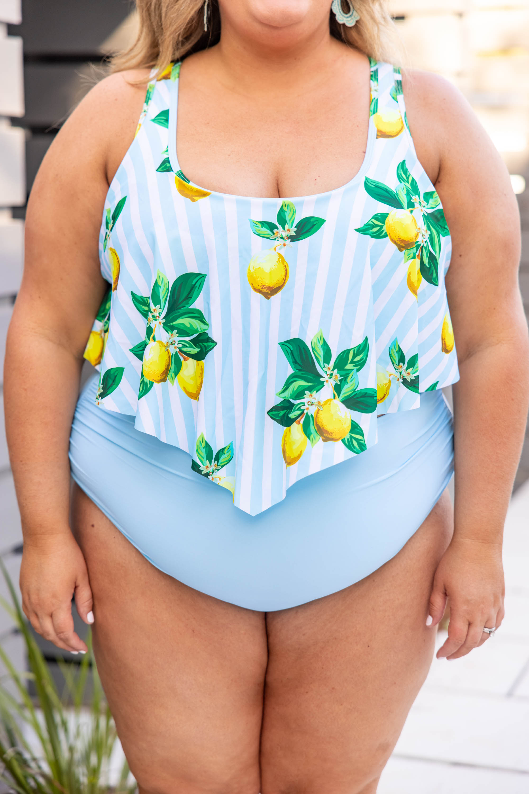 Sunny Business Swim Top. Lemon Print