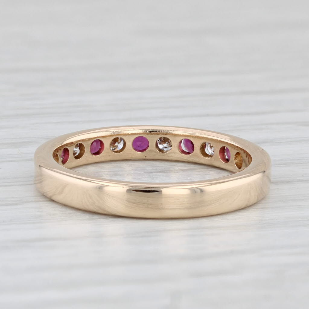 0.59ctw Ruby Diamond Band 14k Yellow Gold Size 6.25 Wedding Stackable Ring