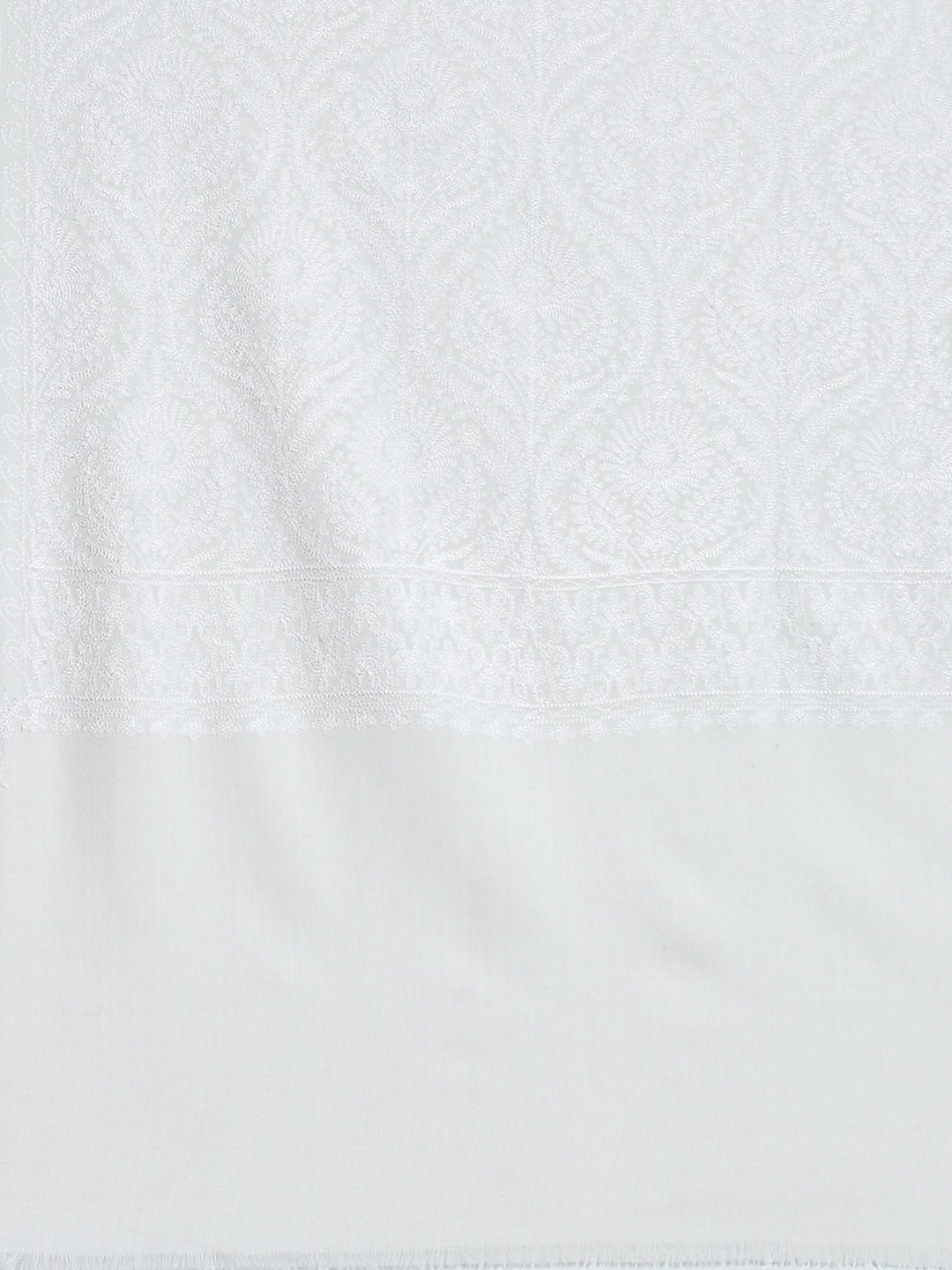 Women White Self Design Stole