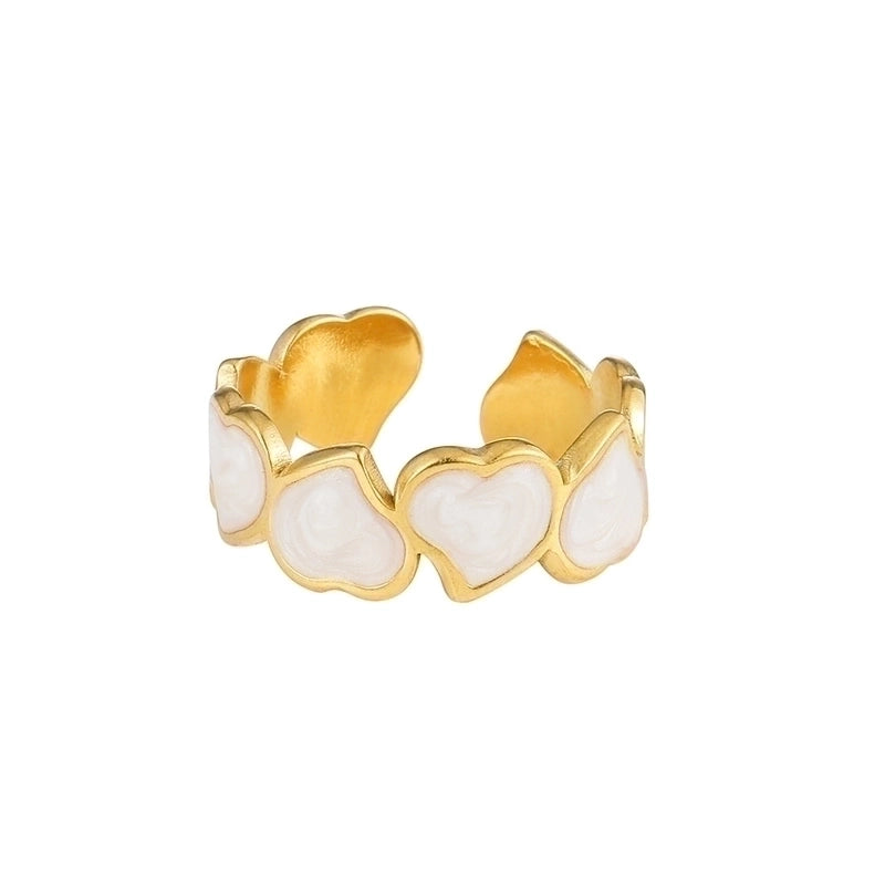 Vintage Style Color Block Stainless Steel 18K Gold Plated Plating Open Rings
