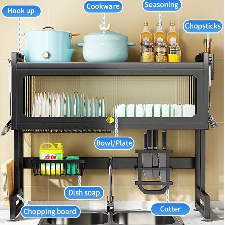 85cm Kitchen Storage Dish Rack With Cabinet