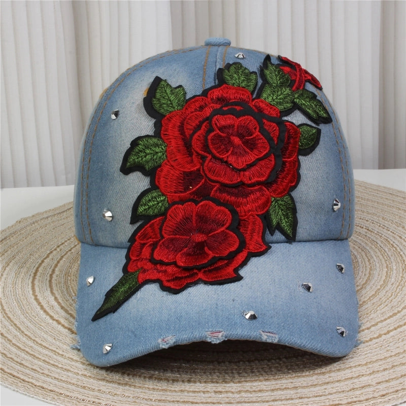 Unisex Streetwear Letter Usa Flower Curved Eaves Baseball Cap