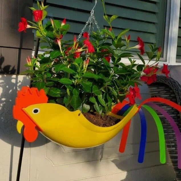 Bright Colorful Bird Hanging Planter Yard Decor