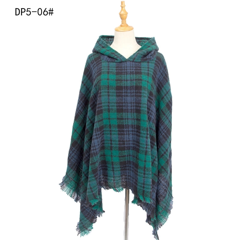 Women's Streetwear Plaid Polyester Tassel Shawl