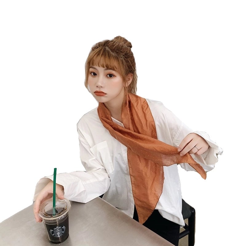 Women's Minimalist Color Block Polyester Printing Silk Scarf