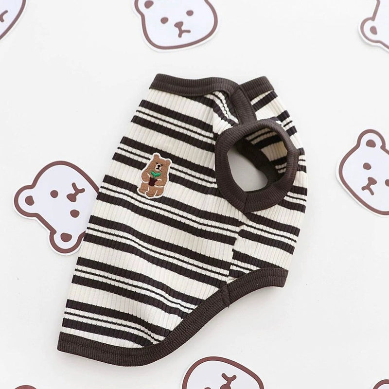 Contrast Color Striped Bear Dog Cat Vest