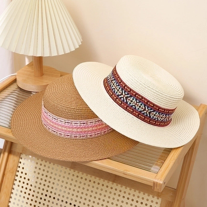 Unisex IG Style Geometric Flat Eaves Straw Hat