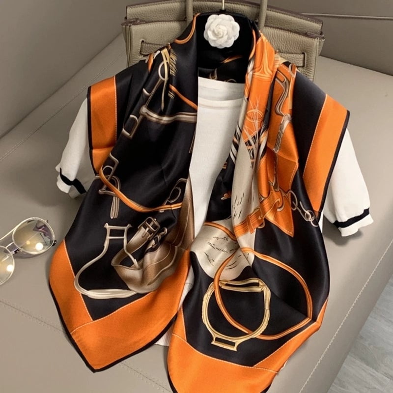 Women's Elegant Minimalist Printing Silk Printing Silk Scarf