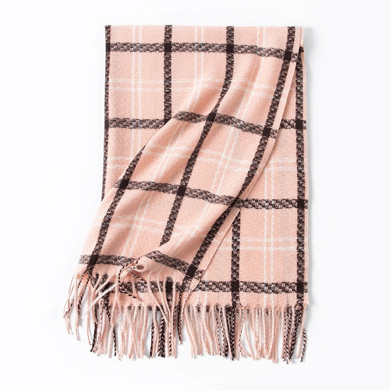 Warm Artificial Cashmere Scarf Plaid Student Couple Winter Thicken Thermal Scarf