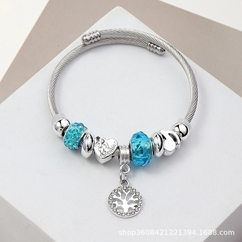 Elegant Heart Shape Butterfly Stainless Steel Asymmetrical Plating Bangle