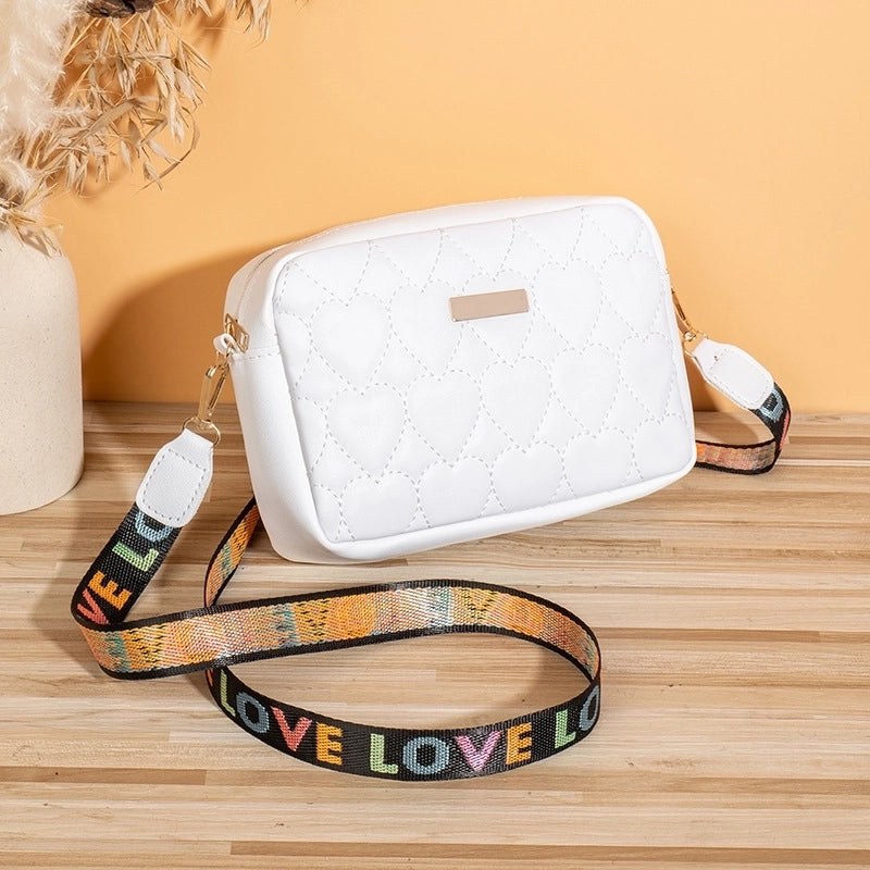 Women's Medium Pu Leather Heart Shape Solid Color Basic Square Zipper Shoulder Bag Crossbody Bag Square Bag