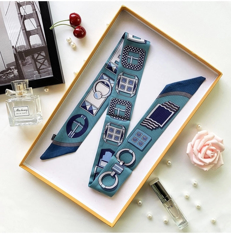 Women's Minimalist Flower Satin Printing Silk Scarf