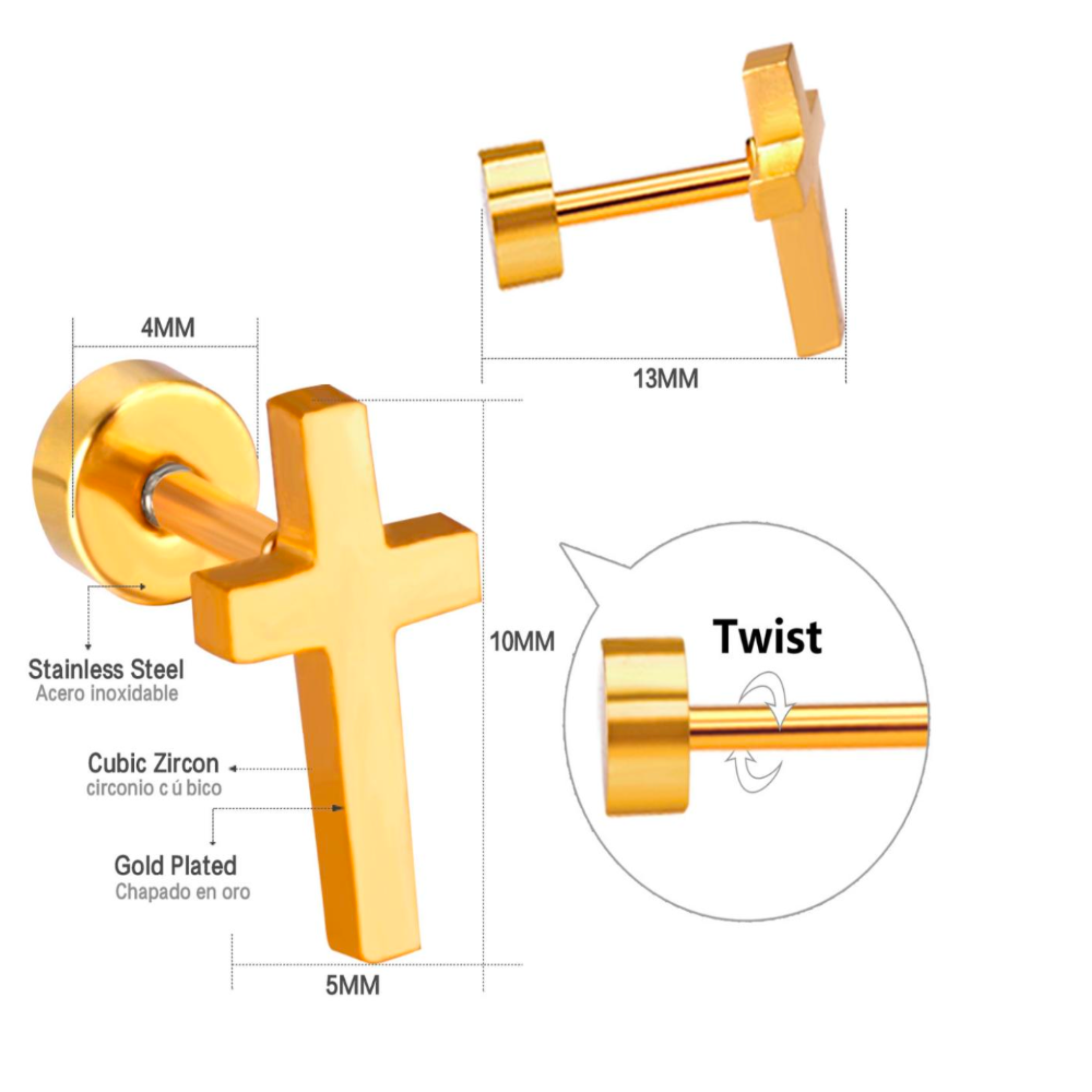 Cross studs - Gold